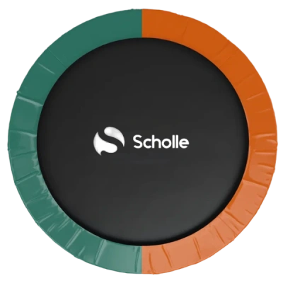 Батут каркасный 300см, SCHOLLE, с защитной сеткой и лестницей, 10фут, зеленый/оранжевый