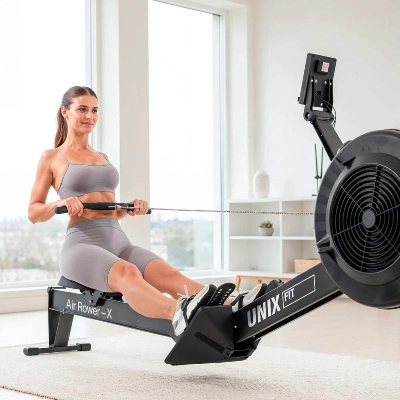 Гребной тренажер UNIX Fit  аэродинамическая нагрузка / Air Rower-X черный